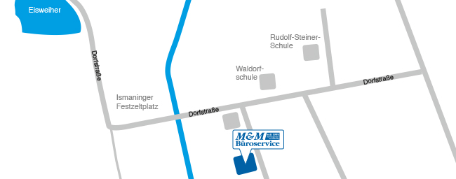 Anfahrtsskizze M&M Büroservice in Ismaning bei München